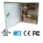 Fuente de Poder Regulada 12VCD/ 20A Saxxon PSU12V20A9C para 9 Camaras/ Vertificacion UL