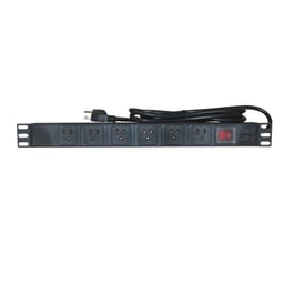 PDU Barra Multicontactos Horizontal Enson ENS-PDU6 / 1UR Boton De Encendido Y Apagado / 6 Contactos Frontales Tipo Nema 5-15R / Voltaje 110VCA 50/60HZ