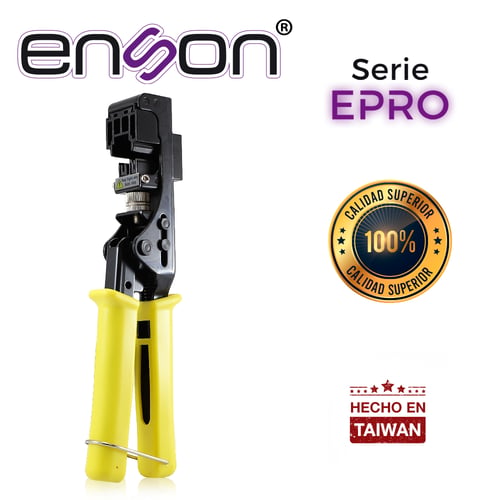 Pinza Rematadora Enson EPRO-JACKTOOL, Poncha Jacks RJ45, Con Guillotina Para Exceso de Cable, Negro-Amarillo