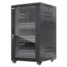 Gabinete 19" Manhattan 716222 Pro Line/18U/Frente de 600 MM/Dos Extractores de Aire Instalados En El Techo