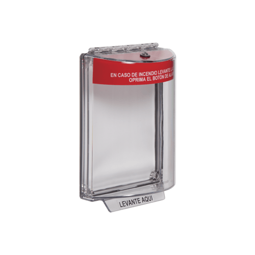 Cubierta Universal Transparente con Sirena STI STI-13020FR-ES, Texto de Incendio en Español