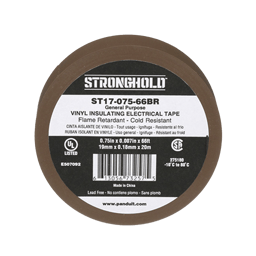 Cinta Electrica Stronghold Para Aislar Panduit ST17-075-66BR Grosor 0.18MM/Ancho 19MM/Largo 20.12M/Color Cafe