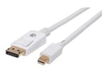 Cable Mini Displayport M-M Para Monitor Manhattan 324748 de 2 Metros, color Blanco