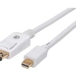 Cable Mini Displayport M-M Para Monitor Manhattan 324748 de 2 Metros, color Blanco