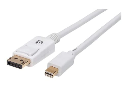 Cable Mini Displayport M-M Para Monitor Manhattan 324748 de 2 Metros, color Blanco