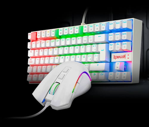 Kit Teclado y Mouse Gamer Redragon K552RGBW+ M607W Alambrico/ USB/ Blanco, K552RGB-BA-W-SP