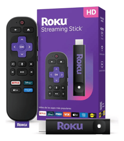 Roku Streaming Stick 2025 HD 3840RW con Control por Voz/HDMI/USB/Reproductor Multimedia Para TV/Wi-Fi/Negro