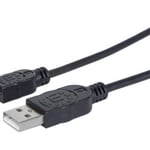 Cable USB V2.0 a Micro-B 1.8M Manhattan Negro 307178