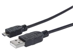 Cable USB V2.0 a Micro-B 1.8M Manhattan Negro 307178
