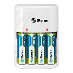 Cargador de Pilas Steren CRG-020 de 1 A 4 AAA/AA, 9V