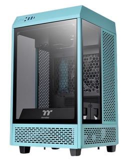 Gabinete Thermaltake Tower 100/Mini Tower/Ventana RGB/Sin Fuente/USB 3.0/2 Ventiladores Instalados/Color Turquesa/Mini-ITX/CA-1R3-00SBWN-00