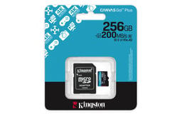 Memoria MicroSDXC 256GB Kingston Canvas GO Plus SDCG4/256GB/Clase 10/Con Adaptador