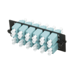 Placa Acopladora de Fibra Optica FAP Panduit con 12 Conectores LC Duplex (24 Fibras), Para Fibra Multimodo OM3/OM4, Color Aqua, FAP12WAQDLCZ