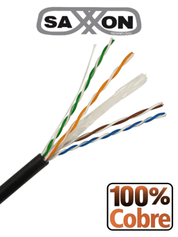 Bobina de Cable UTP CAT6 SAXXON OUTP6COP150NE Uso Exterior/Cubierta LDPE/4 Pares/150 MTS
