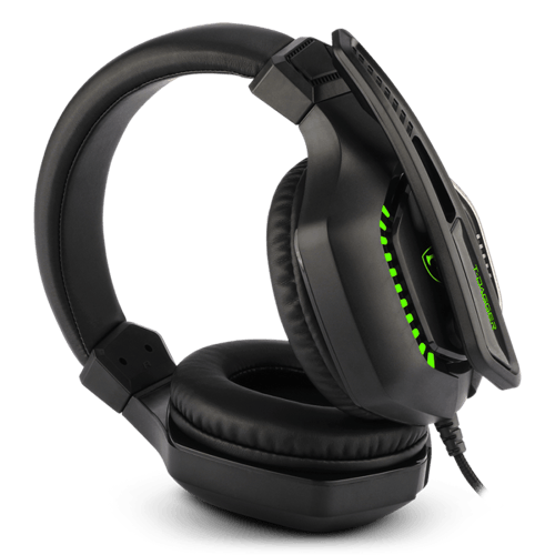 Diadema con Microfono Gamer T-DAGGER Eiger T-RGH208 3.5MM/ USB/ Iluminacion Led Verde/ Color Negro