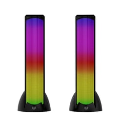 Bocinas alámbricas/inalámbricas Balám Rush GLIMM TOWER BG575 (BR-936972), con conexión Bluetooth 3.5mm, iluminación LED, 2.0 canales, 10W RMS, en color negro.