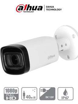 Camara Bullet Varifocal Dahua B4A21VF 2MP/ Lente de 2.7 a 12MM/ IR de 40 MTS/ DWDR/ IP67/ Menu OSD/ HDCVI/ AHD/ TVI y CBVS