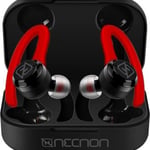 Audifono Inalambrico Necnon In-Ear NBABNS25AS Bluetooth/ Indicador 4-LED/ 200MAH/ Con Orejera Anti Caida Color Negro/ Rojo