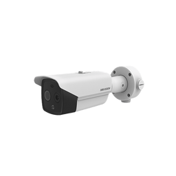 Camara Bala IP Dual Hikvision DS-2TD2617-10/QA 4MP/Termica 9.7 MM/Optico 8 MM/285 M/40 MTS IR/Exterior IP67/POE/Deteccion de Temperatura/Sirena y Luz Inte/Micro SD 32GB Incluida