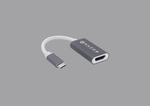 Adaptador USB-C Macho a HDMI Hembra Naceb NA-0114, HD 120HZ, FHD 30HZ, 4K a 30HZ, Color Gris/ Blanco