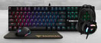 Kit Teclado, Mouse Audifonos y Mousepad Gamdias Hermes E1B, RGB, Blue Switch