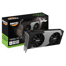 T/Video INNO3D N506T2-08D7X-193075N Geforce RTX 5060 TI / 8GB GDDR7 / PCI-Express 5.0 / 3x DP / 1x HDMI / X2OC / Color Negro-Plata