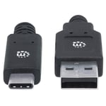 Cable Tipo USB-C A Macho Manhattan 354974 Super Velocidad, 2M, Color Negro