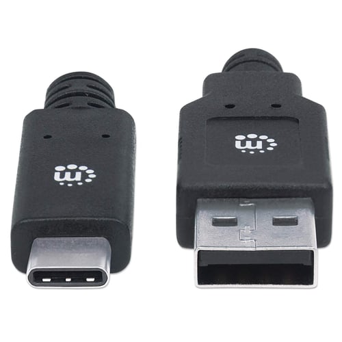 Cable Tipo USB-C A Macho Manhattan 354974 Super Velocidad, 2M, Color Negro