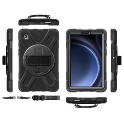 BRobotix funda uso rudo con correa y giro 360° para Samsung Galaxy Tab A9 8.7", Negro