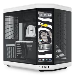Gabinete Hyte Y70/Midi-Tower/Con Ventana/Sin Fuente/USB 3.0/Pantalla Tactil LCD Integrada de 14.9"/Touch/Blanco-Negro/ATX/CS-HYTE-Y70TTI-WB