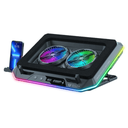 Base Enfriadora Balam Rush EOLOX Pressure Pro EF800 Para Laptop 17" 2 Ventiladores 125 MM RGB USB-C Negro SKU BR-945844