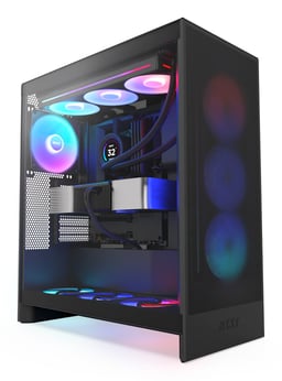 Gabinete NZXT H7 Flow RGB con Ventana, Midi-Tower, E-ATX/ATX/Micro-ATX/Mini-ITX, USB 3.2, sin Fuente, 3 Ventiladores RGB Instalados, Negro