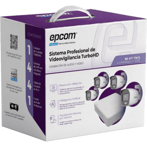 Kit TurboHD EPCOM Professional B8-KIT-TWA DVR 4 Canales/4 Cámaras Bala Dual Light/1080p/Fuente de Poder/IP66