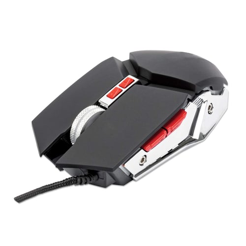 Mouse Gaming Optico Led 3200DPI 7 Botones Color Negro-Plata Manhattan 179348
