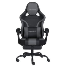 Silla Gamer Nextep Falkor / Gris-Negro / Hasta 120KG / De Piel Sintetica / Ergonomica / Con Reposa Pies / NE-463G