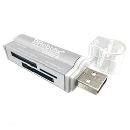 Lector USB V2.0 Brobotix 180420P MS Duo/MicroSD/SD/Color Plata