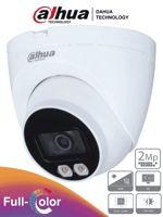 Camara Domo IP 2MP Dahua DH-IPC-HDW2239TN-AS-LED-0280B-S2, Full Color/ Lente de 2.8 MM/ Microfono Integrado/ LEDS Para 30 MTS/ Ranura Para Micro SD/ WDR Real/ 107° de Apertura/ H.265/ IP67/ POE/ Analiticos Con IVS