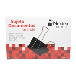 Caja Con 12 Piezas de Sujeta Documentos Nextep NE-155 de 51 mm/2"/Negro