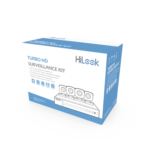 Kit TurboHD 1080P Hilook HL24LQKITS-M(B) DVR 4 Canales/ 4 CAM Bala de Metal/ H.265+