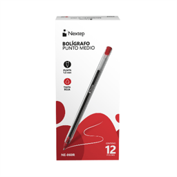 Caja C/12 Piezas de Bolígrafos Nextep NE-060R de 1 mm/Rojo