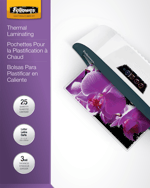 25 Piezas Cubierta de Laminacion Fellowes Carta 3 Micras 5200501