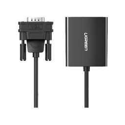 Cable VGA Entrada Macho/ Salida HDMI Hembra Ugreen 50945, Resolucion de 1080P@60HZ/ Puerto Estereo de 3.5 MM/ Plug And Play, Sin Controlador/ Longitud Del Cable 15 CM/ Incluye Cable de Alimentacion USB/ Incluye Cable de Audio de 3.5MM