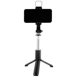 Baston Tripie Plegable Perfect Choice PC-120414 Con Luz LED/Bluetooth/Selfie Stick/Color Negro