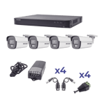 Kit ColorVu TurboHD 1080P Hikvision KH1080P4BC DVR 4 Canales/ 4 Camaras Bala (Exterior)