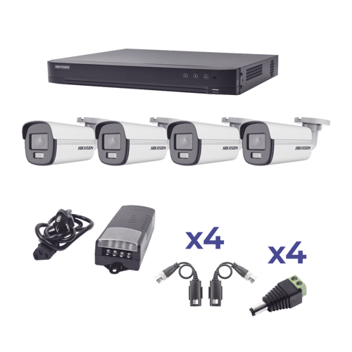 Kit ColorVu TurboHD 1080P Hikvision KH1080P4BC DVR 4 Canales/ 4 Camaras Bala (Exterior)
