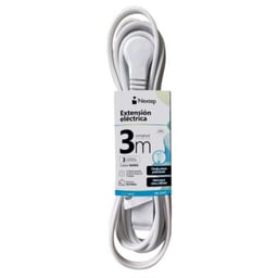 Extensión Eléctrica Nextep NE-244T de 3 m/Con 3 Contactos Polarizados/16 AWG/Clavija Plana/Blanca