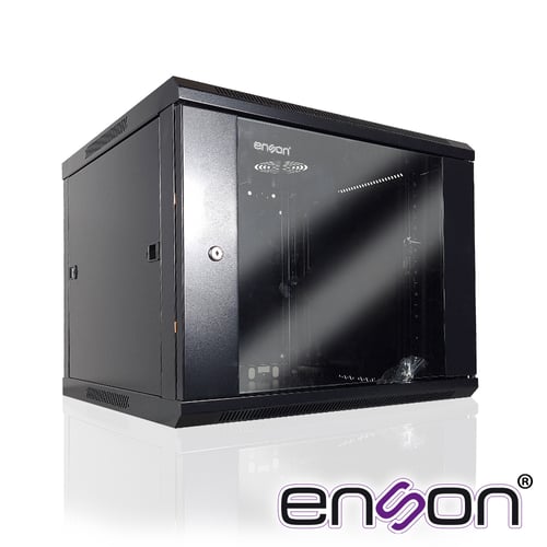 Gabinete de Pared Enson ENS-RKGB9U2 9UR, Puerta Frontal de Cristal Templado, Con Cerradura de Seguridad, Hasta 60KG
