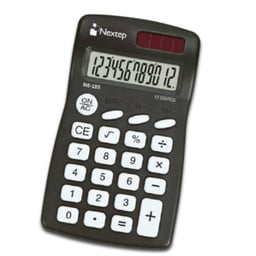 Calculadora Nextep NE-186 De 12 Digitos / De Bolsillo / Funciones Basicas / Solar / Bateria