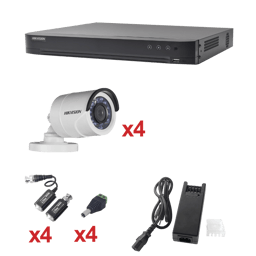 Kit DVR+4 cámaras bala 2.8MM 1080P, Hikvision KH1080P4BW