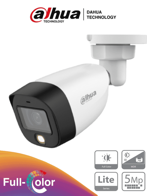 Camara Bullet Dahua HAC-HFW1509C-LED-28 Full Color 5MP/ Lente de 2.8MM/ 112° de Apertura/ Leds para 20 MTS/ WDR de 120 DB/ STARLIGHT/ IP67